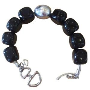 HDIA/U 925 Bracelet T-Bar Fastening Black Silver #☆